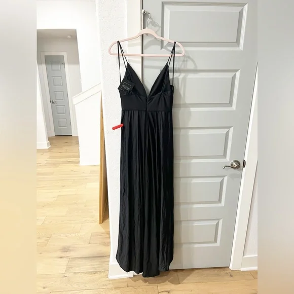 NWT Mac Duggal Ieena 26165 Plunge Neck High Slit Gown Black - Picture 3 of 4